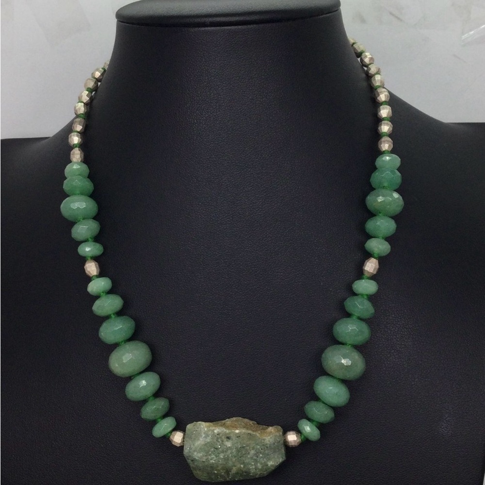 Chan Luu 925 Silver Green Quartz Stone Natural Beaded Beads Necklace